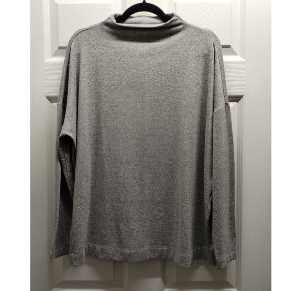 LOFT Women's Size Large Gray Taupe Long Sleeve Mock Neck Knit Stretch Top - Picture 1 of 5